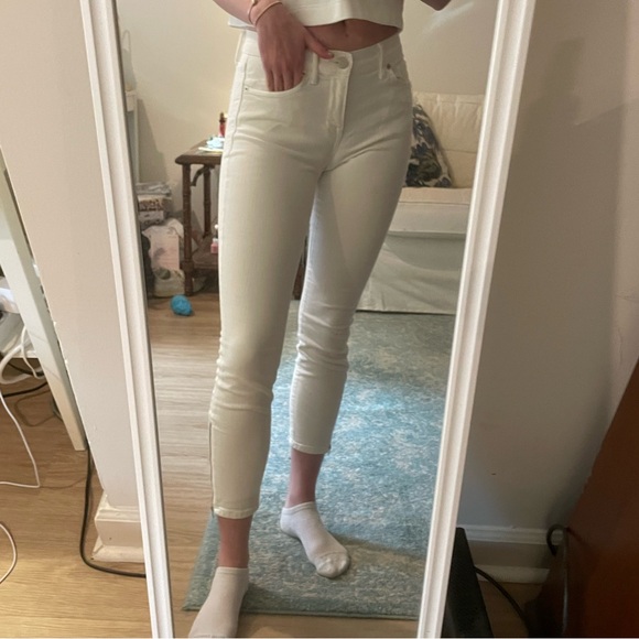 MADEWELL | White Skinny Jeans | Size 25 | Silver Ankle Zipper Detail - Picture 2 of 7